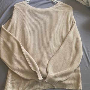 Open back tan sweater